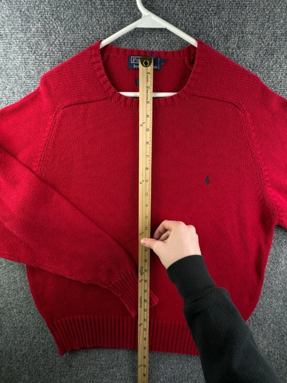 VTG Polo Ralph Lauren Red Knit Sweater Cotton Large Pullover Crew Neck Adult - Picture 2 of 10
